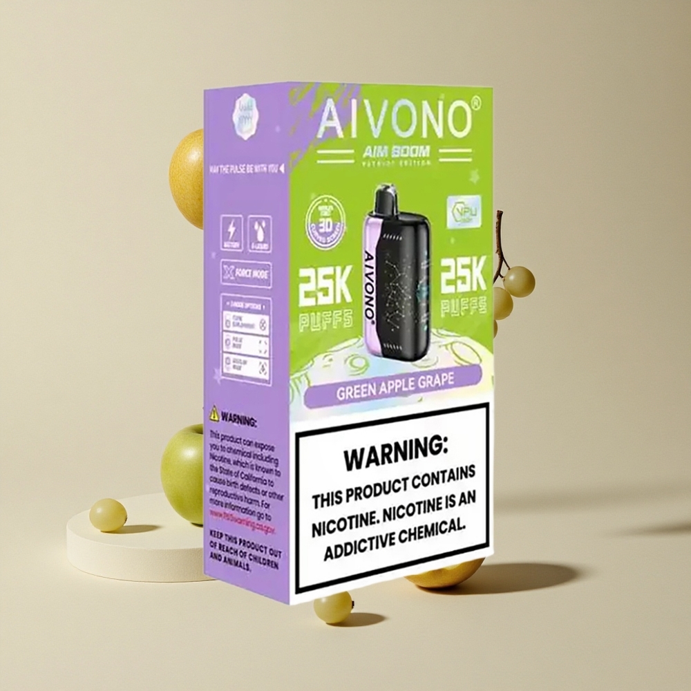 Aivono Aim Boom 25000 Puffs Apel Hijau Puffs vape wholesale Indonesia 28ml Kapasitas E-Liquid 650mAh Baterai