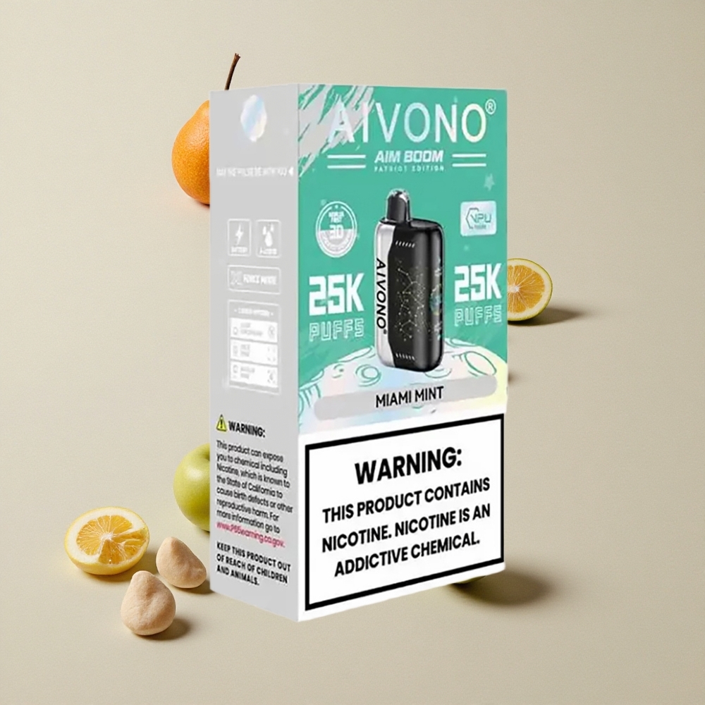 Aivono Aim Boom 25000 Puffs Mint Miami vape wholesale Indonesia Kapasitas E-Liquid 28ml