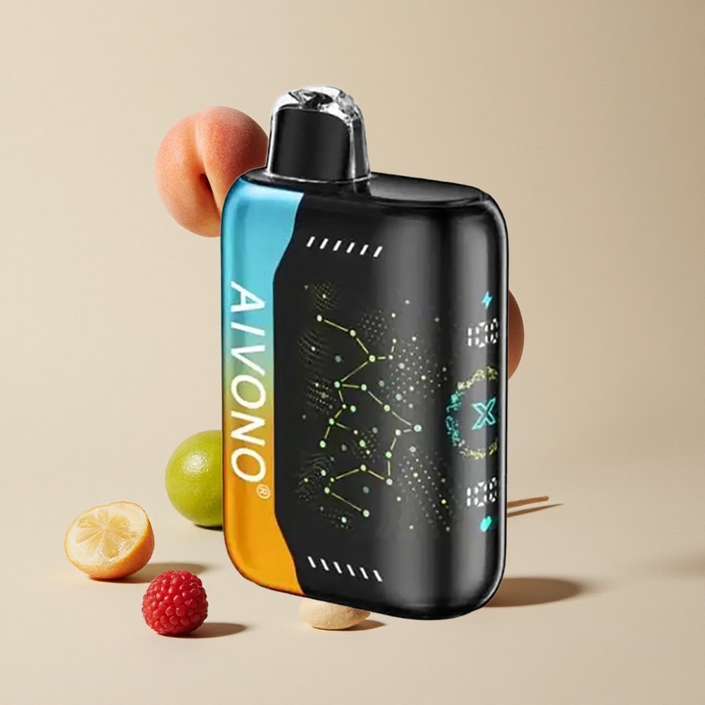 Aivono Aim Boom 25000 Puffs Raspberry Peach Lime vape wholesale Indonesia Kapasitas E-Liquid 28ml Tipe-C Charging