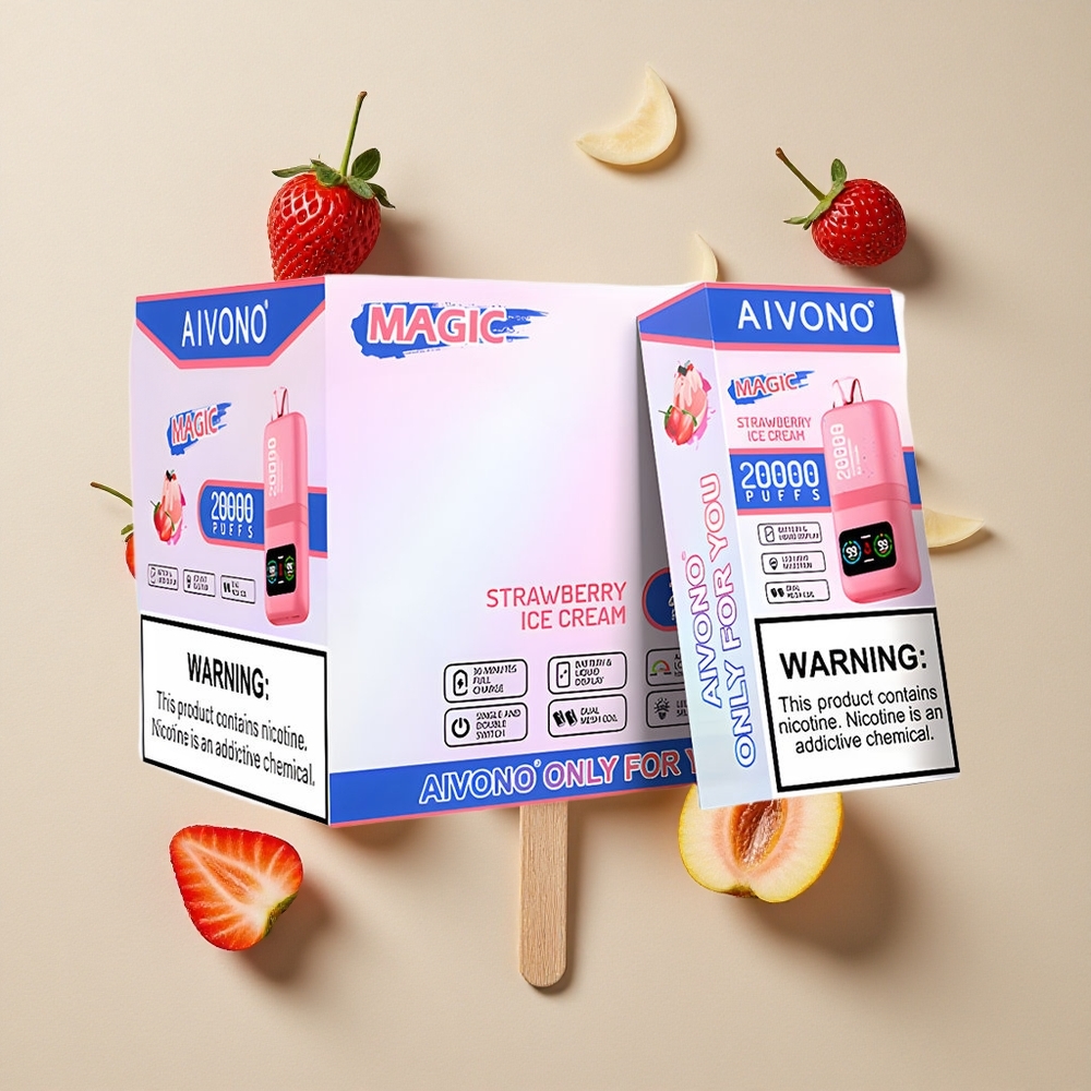 Aivono Aim Magic20000 Puffs Strawberry Ice Cream vape wholesale Indonesia 26ml E-liquid 0% 2% 3% 5% Nikotin