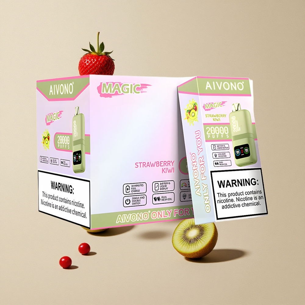 Aivono Aim Magic20000 Puffs Stroberi Kiwi vape wholesale Indonesia 26ml E-liquid 600mAh Battery