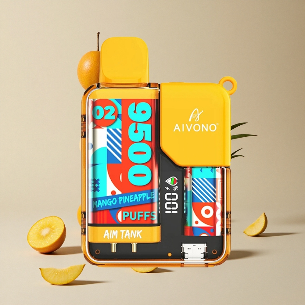 Aivono Aim Tank 9500 Puffs Mangga Nanas vape wholesale Indonesia 18ml Kapasitas Cairan 650mAh Baterai
