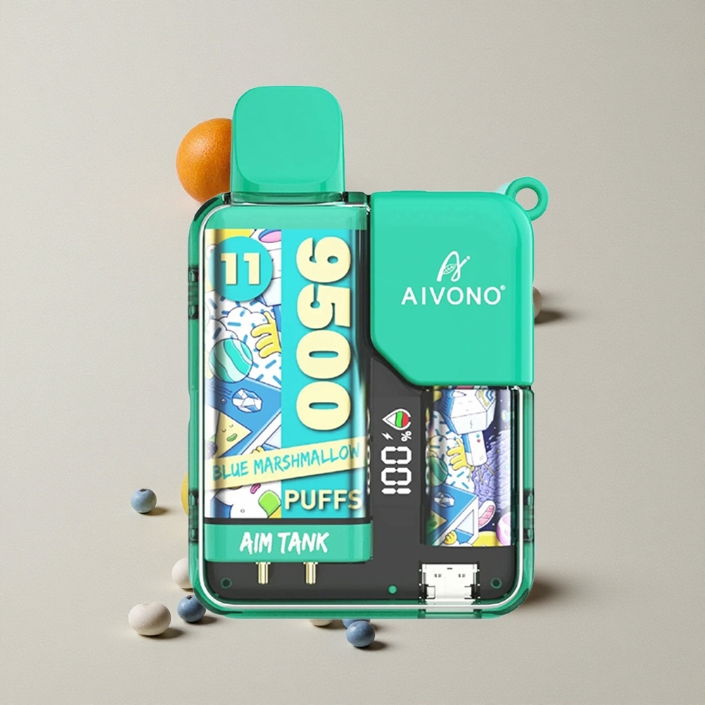 Aivono Aim Tank 9500 Puffs Marshmallow Biru vape wholesale Indonesia Kapasitas E-liquid 18ml