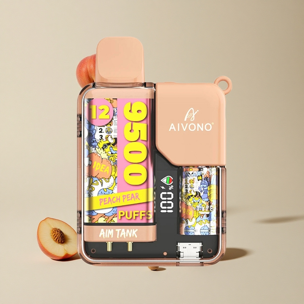 Aivono Aim Tank 9500 Puffs Persik Pir vape wholesale Indonesia 18ml Kapasitas E-liquid 650mAh Baterai
