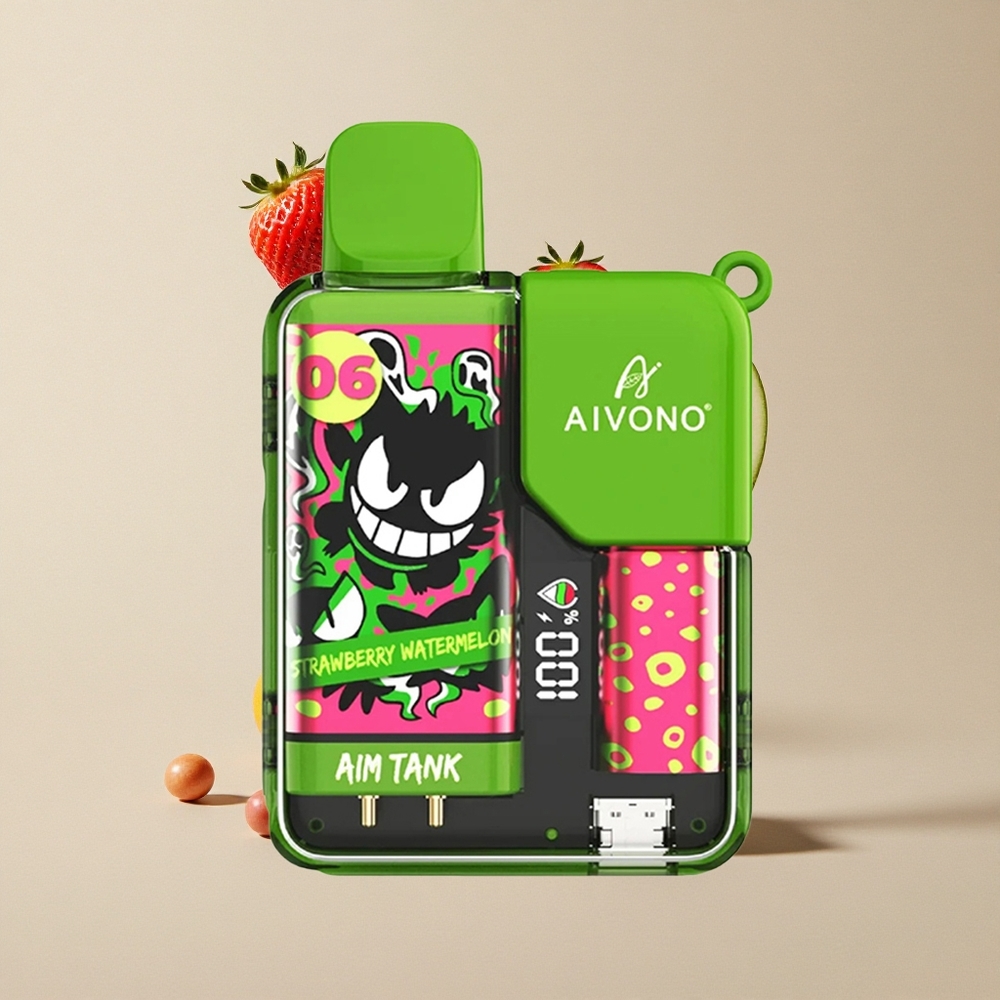 Aivono Aim Tank 9500 Puffs Stroberi Semangka vape wholesale Indonesia 18ml Kapasitas E-liquid