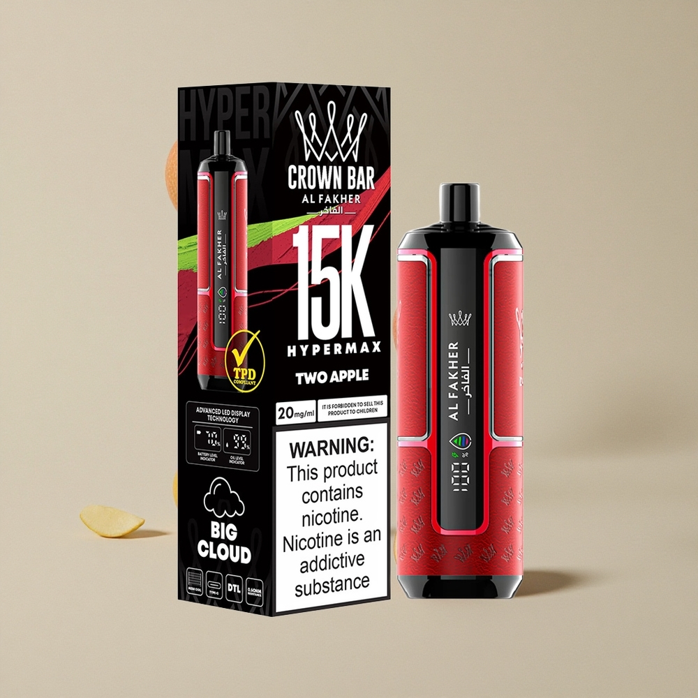 Al Fakher Crown Bar 15K Apel Dua vape wholesale Indonesia Kapasitas 22ml & 15.000 Hisap