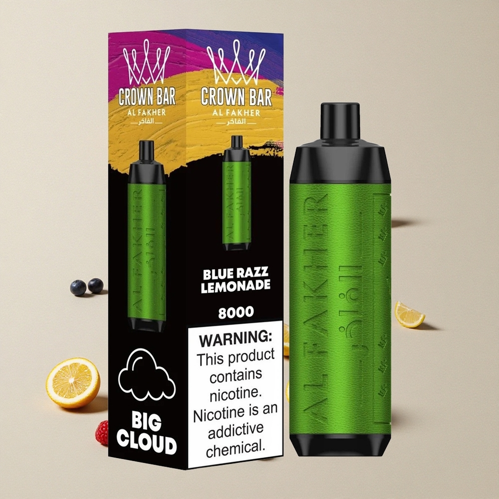 Al Fakher Crown Bar 8000 Blue Razz Lemonade vape wholesale Indonesia 18ml Kapasitas Cairan 8000 Isapan