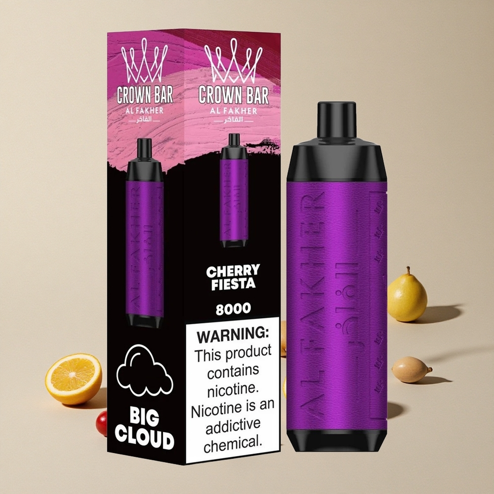 Al Fakher Crown Bar 8000 Ceri Fiesta vape wholesale Indonesia 18ml Kapasitas e-Liquid 8000 Puffs