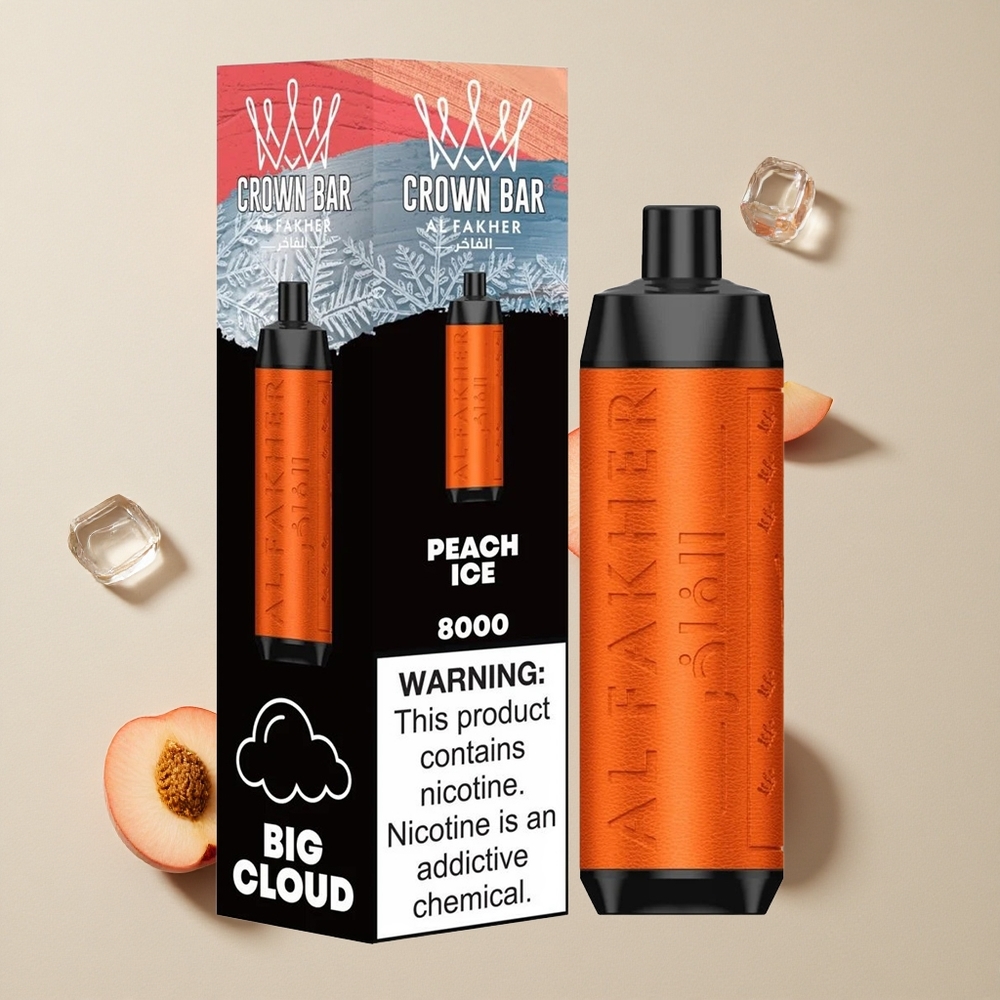 Al Fakher Crown Bar 8000 Es Batu Persik vape wholesale Indonesia 8000 Puffs 18ml Kapasitas Cair
