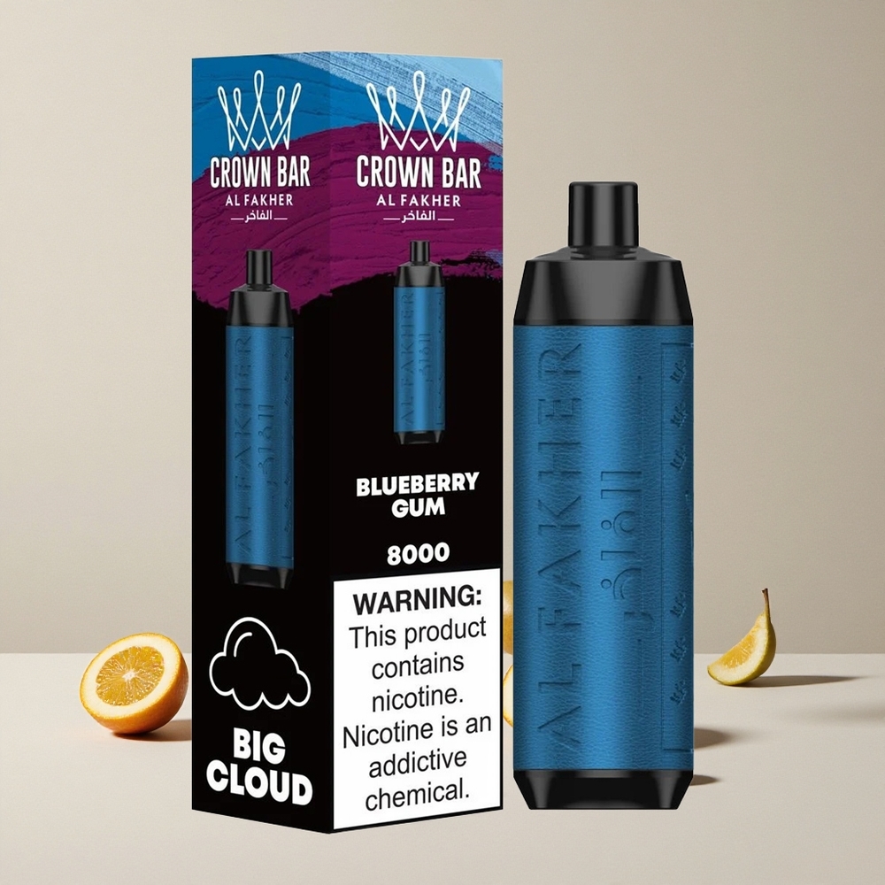Al Fakher Crown Bar 8000 Permen Bluberry vape wholesale Indonesia 18ml Kapasitas Cairan 8000 Hisapan
