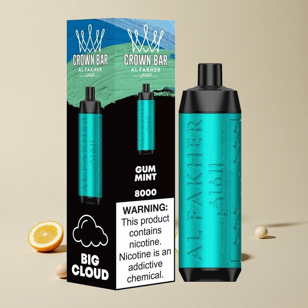 Al Fakher Crown Bar 8000 Permen Mint vape wholesale Indonesia 18ml Kapasitas Cairan 8000 Hisapan