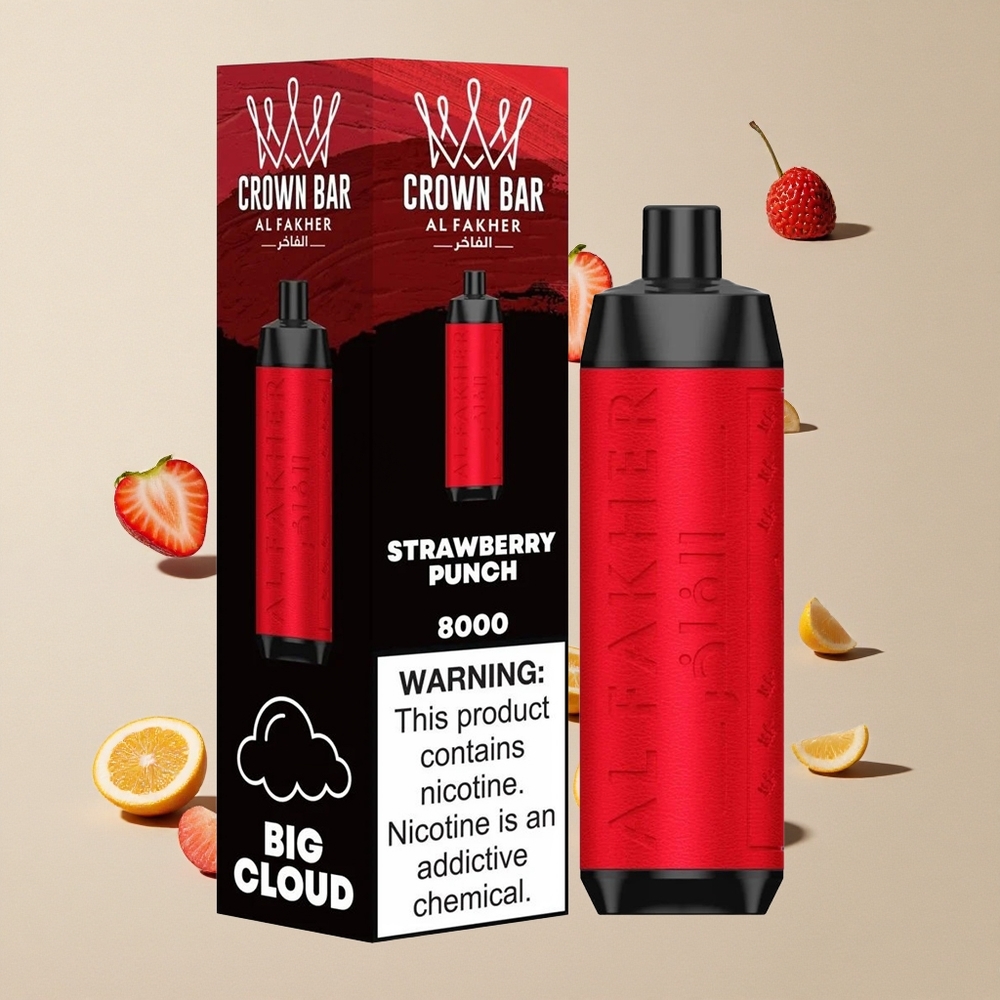 Al Fakher Crown Bar 8000 Stroberi Punch vape wholesale Indonesia 18ml Kapasitas Cairan