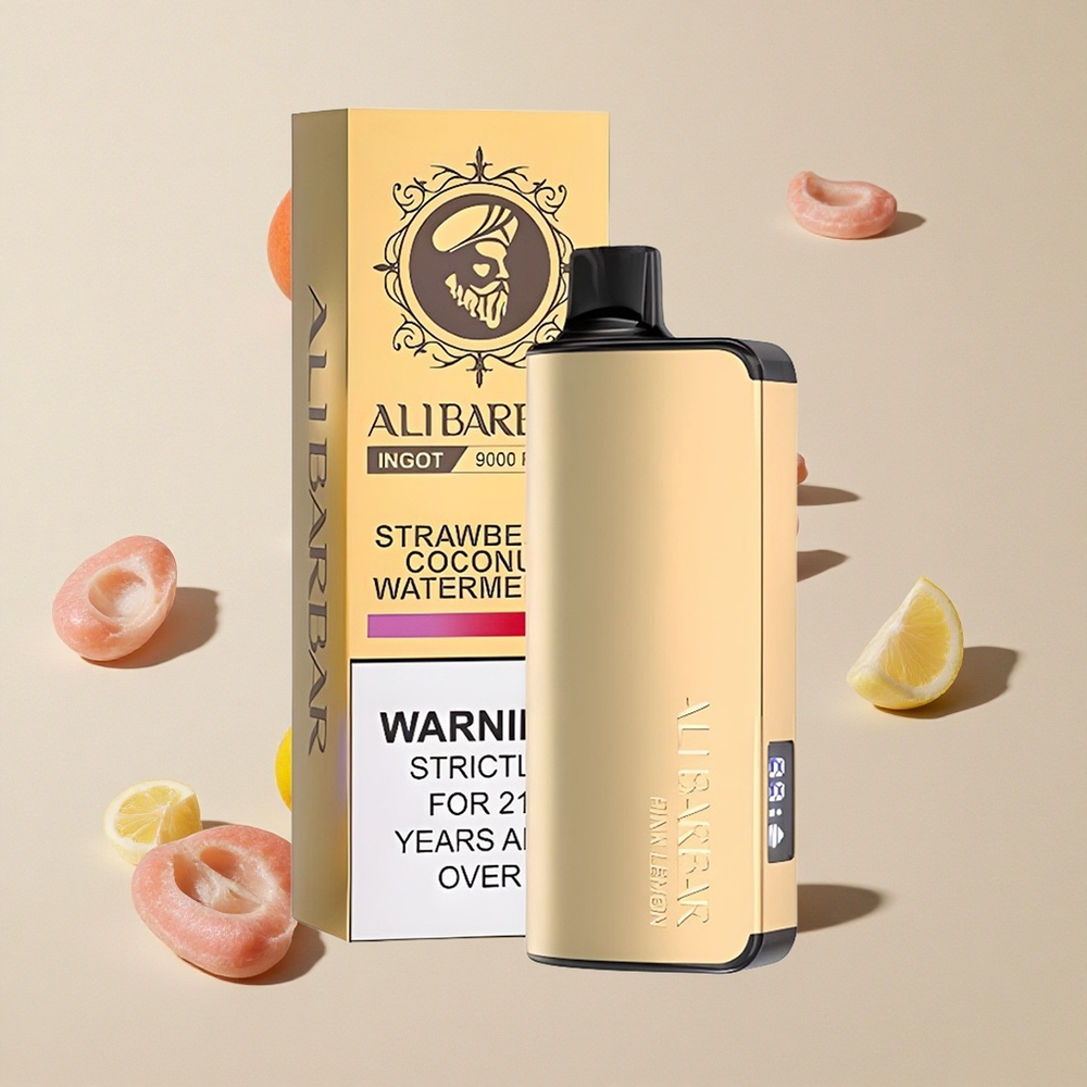 Alibarbar Ingot 9000 Puffs Lemon Pink vape wholesale Indonesia Kapasitas 22ml E-liquid 9000 Puffs