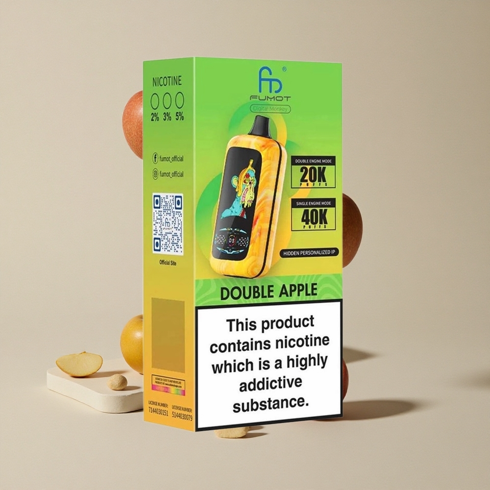 Fumot Digital Monkey 40000 Puffs Double Apel vape wholesale Indonesia Dual Mesh Coil 850 MAH Battery