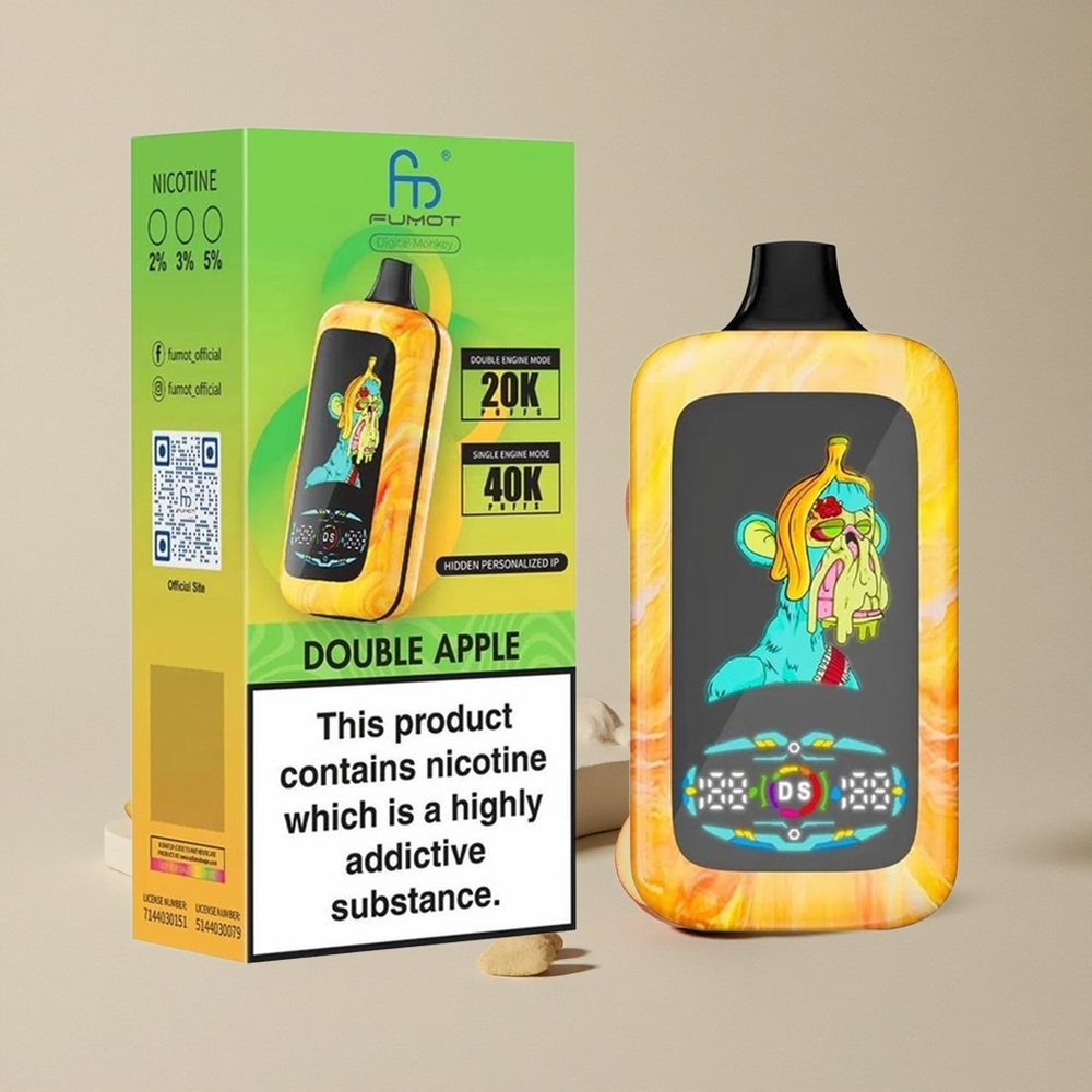 Fumot Digital Monkey 40000 Puffs Double Apel vape wholesale Indonesia Dual Mesh Coil 850 MAH Battery