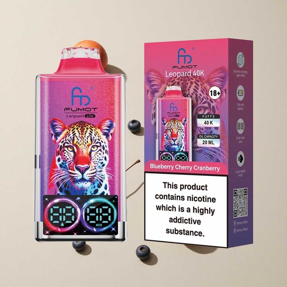 Fumot Leopard 40K Puffs Blueberry Cherry Cranberry vape wholesale Indonesia Baterai 700mAh Tipe-C