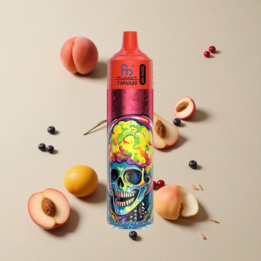 Fumot Randm Tornado 30000 Puffs Peach Berries vape wholesale Indonesia Kapasitas E-liquid 30mL Nikotin 2% 5%