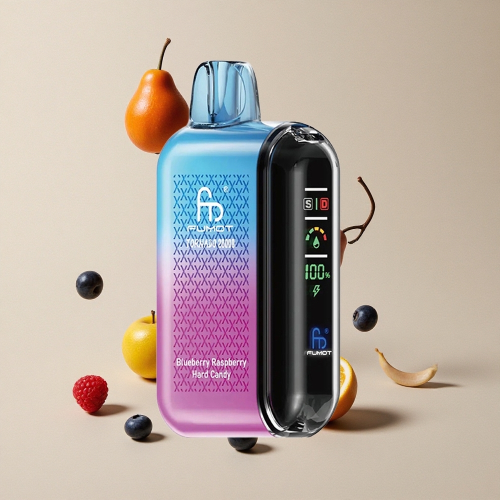 Fumot Tornado 20000 Puffs Bluberi Raspberi Permen Keras vape wholesale Indonesia Baterai 850mAh Isi Ulang