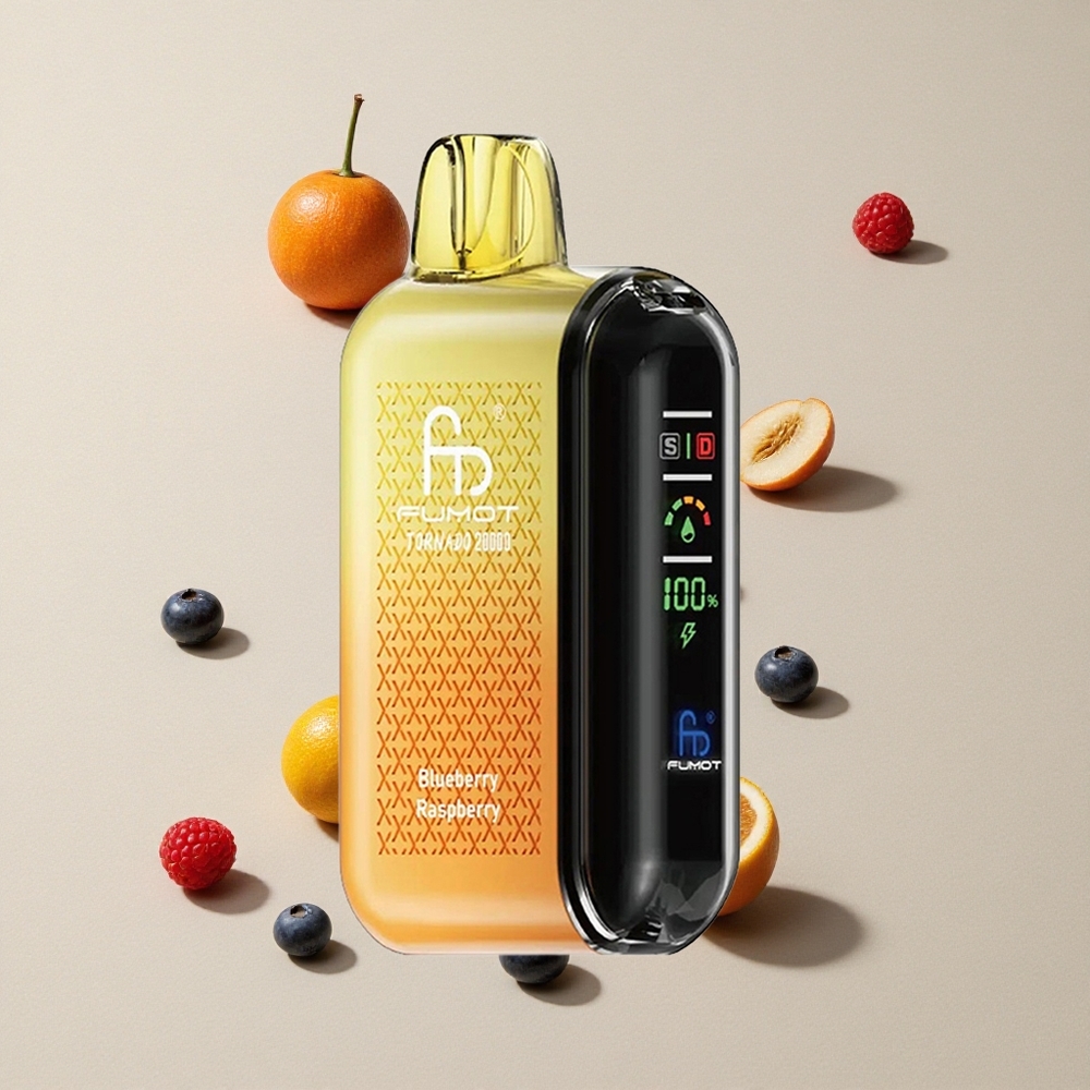 Fumot Tornado 20000 Puffs Bluberi Raspberi vape wholesale Indonesia Kapasitas E-liquid 20ml