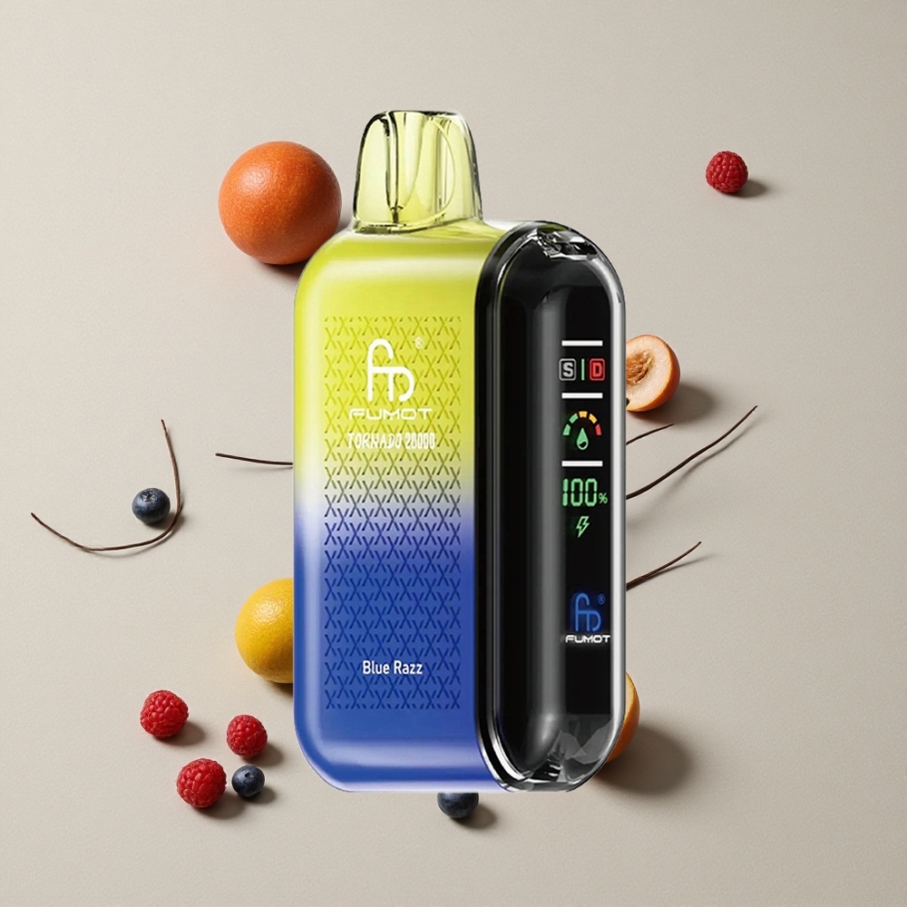 Fumot Tornado 20000 Puffs Blue Razz vape wholesale Indonesia Kapasitas E-liquid 20ml Dual Mesh Coil