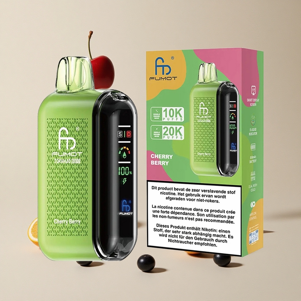 Fumot Tornado 20000 Puffs Cherry Berry vape wholesale Indonesia Kapasitas E-liquid 20ml
