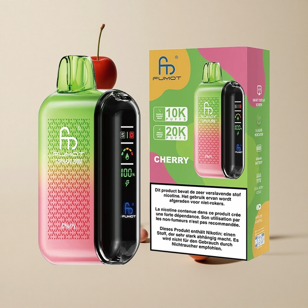 Fumot Tornado 20000 Puffs Cherry vape wholesale Indonesia Kapasitas E-liquid 20ml