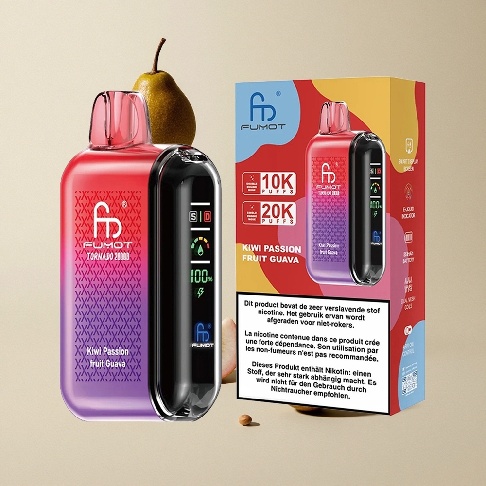 Fumot Tornado 20000 Puffs Kiwi Markisa Jambu vape wholesale Indonesia 20ml Dual Mesh Coil