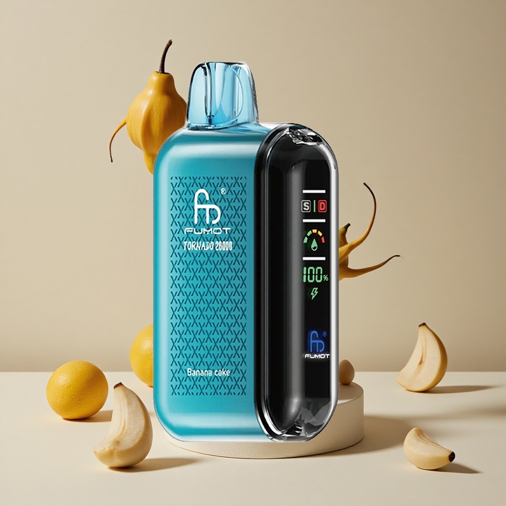 Fumot Tornado 20000 Puffs Kue Pisang vape wholesale Indonesia Kapasitas E-liquid 20ml Dual Mesh Coil