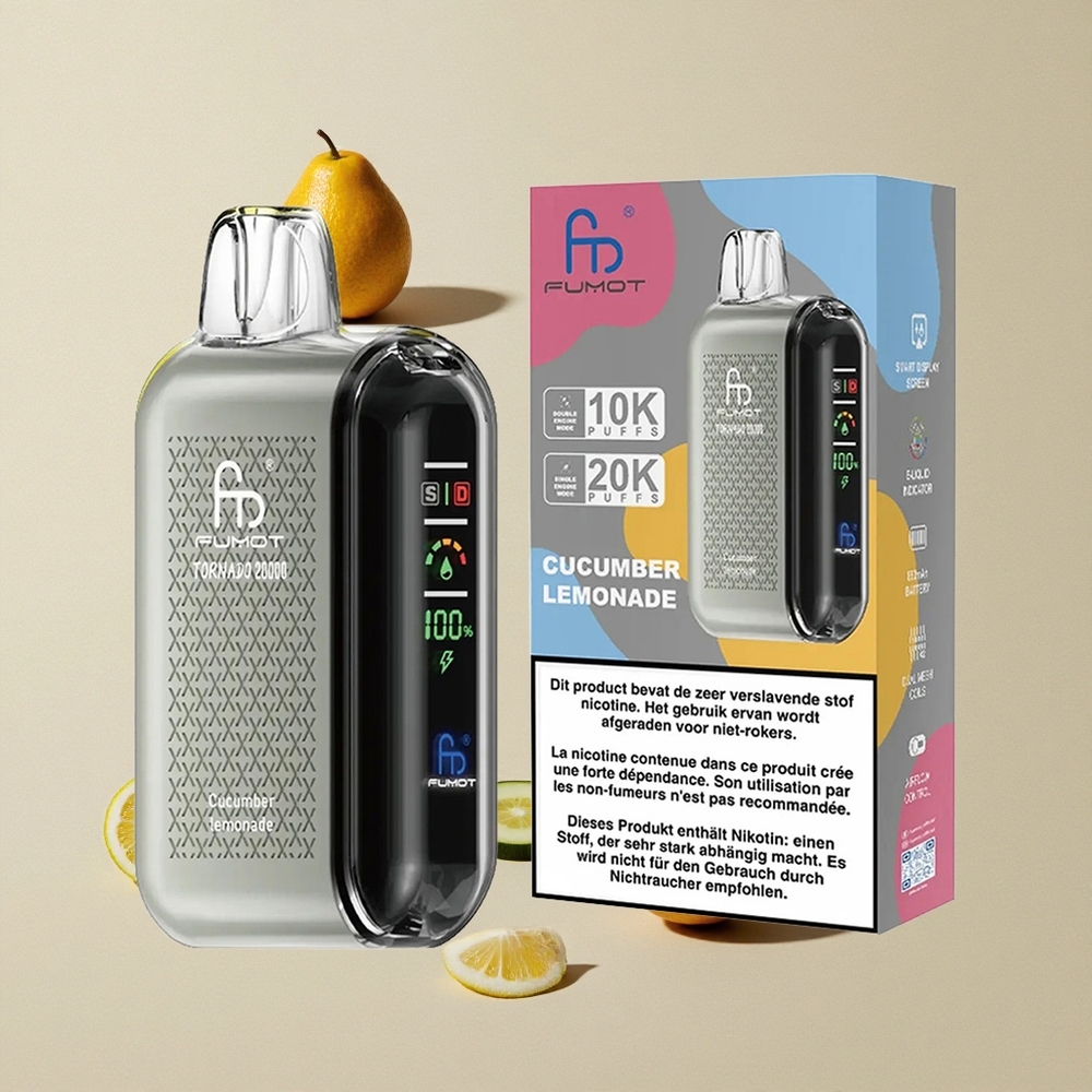 Fumot Tornado 20000 Puffs Mentimun Lemonade vape wholesale Indonesia Kapasitas E-liquid 20ml