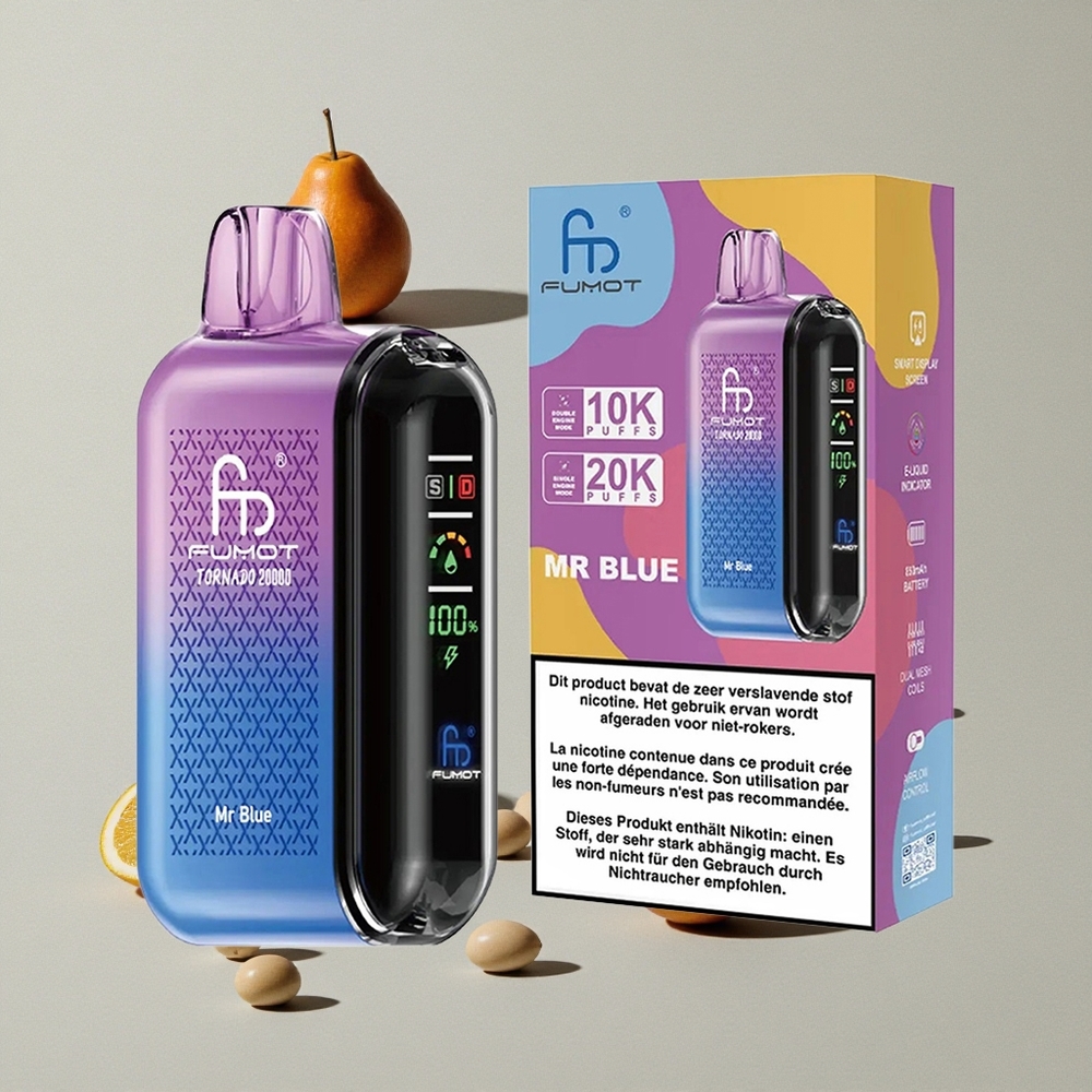 Fumot Tornado 20000 Puffs Mr Biru vape wholesale Indonesia Kapasitas 20ml 850mAh