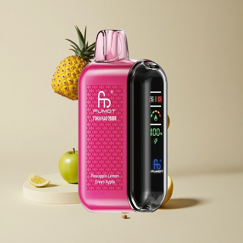 Fumot Tornado 20000 Puffs Nanas Lemon Apel Hijau vape wholesale Indonesia Dual Mesh Coil 20ml Kapasitas Cairan