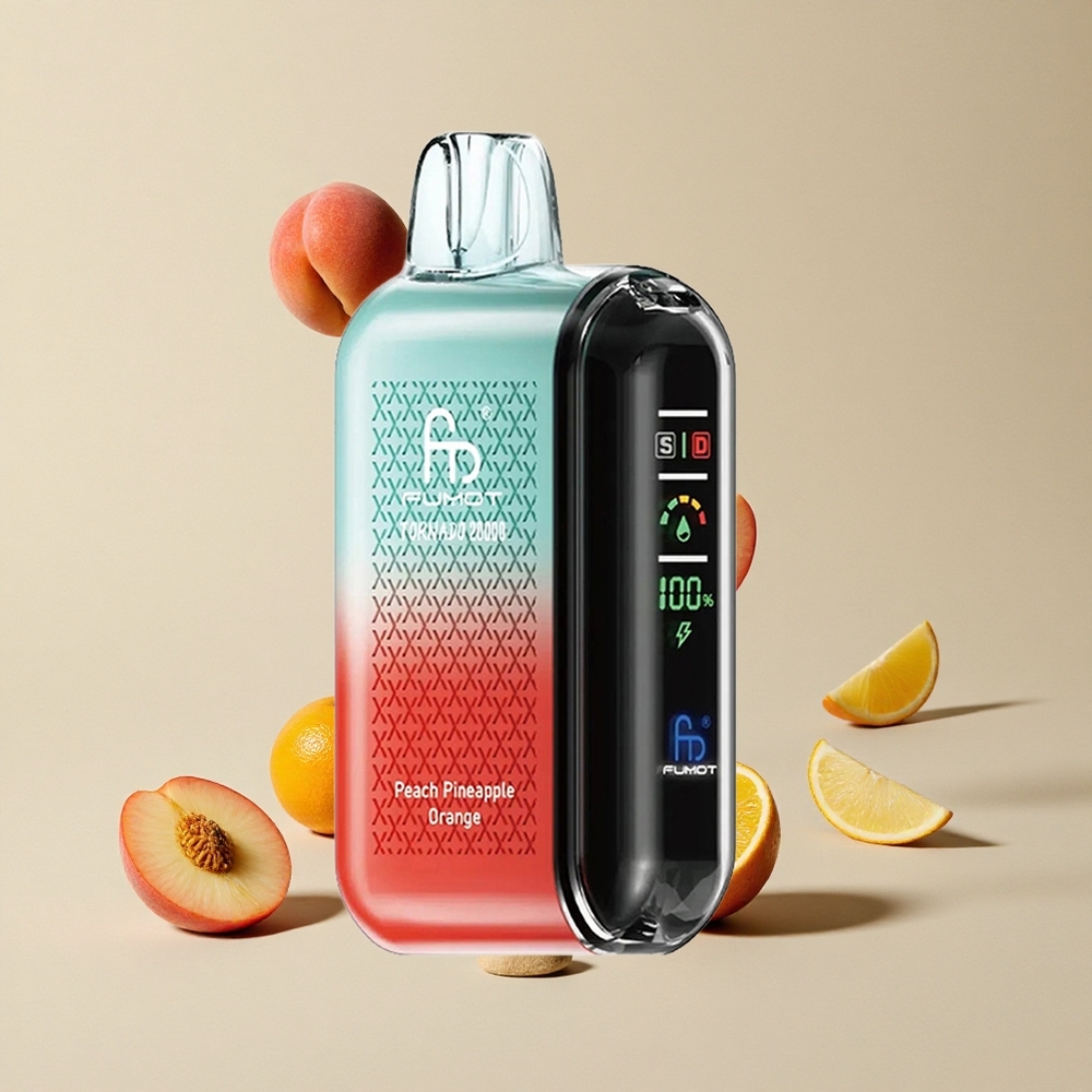 Fumot Tornado 20000 Puffs Peach Nanas Jeruk vape wholesale Indonesia Kapasitas E-liquid 20ml