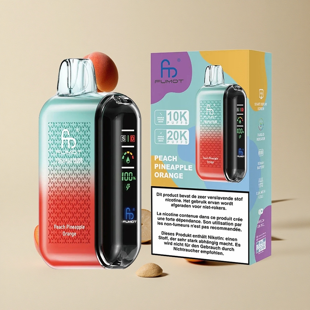 Fumot Tornado 20000 Puffs Peach Nanas Jeruk vape wholesale Indonesia Kapasitas E-liquid 20ml