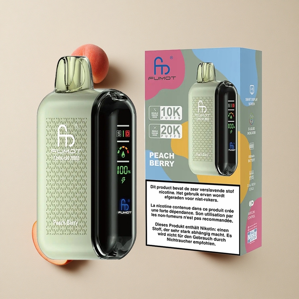 Fumot Tornado 20000 Puffs Persik Berry vape wholesale Indonesia Kapasitas E-liquid 20ml