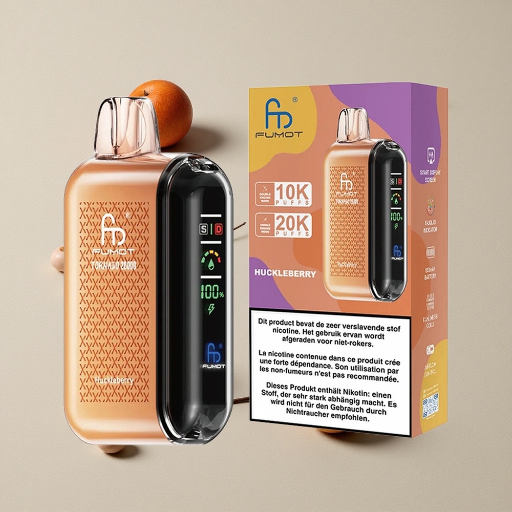 Fumot Tornado 20000 Puffs Rasa Huckleberry vape wholesale Indonesia Kapasitas E-liquid 20ml Dual Mesh Coil