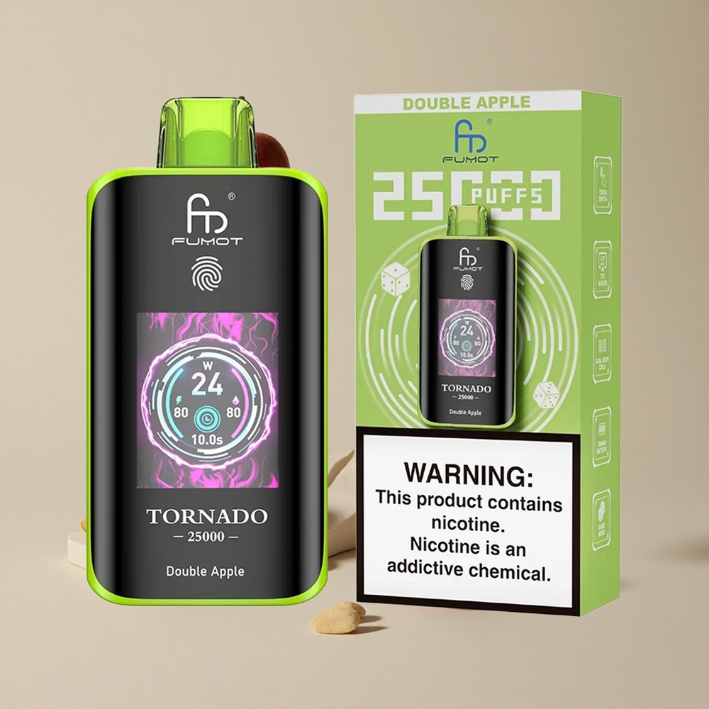 Fumot Tornado 25000 Puffs Apel Ganda vape wholesale Indonesia Baterai 700mAh Isi Ulang 20ml Cairan