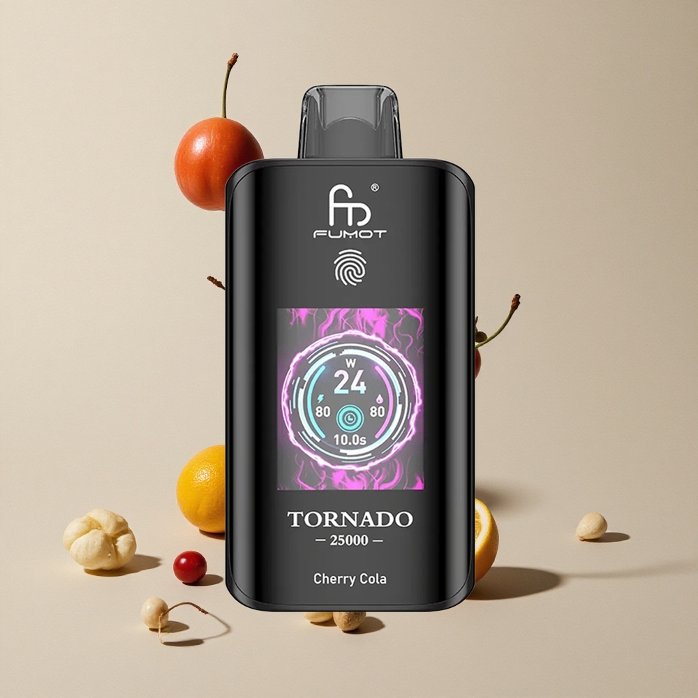 Fumot Tornado 25000 Puffs Ceri Cola vape wholesale Indonesia Layar HD 700mAh Baterai Isi Ulang