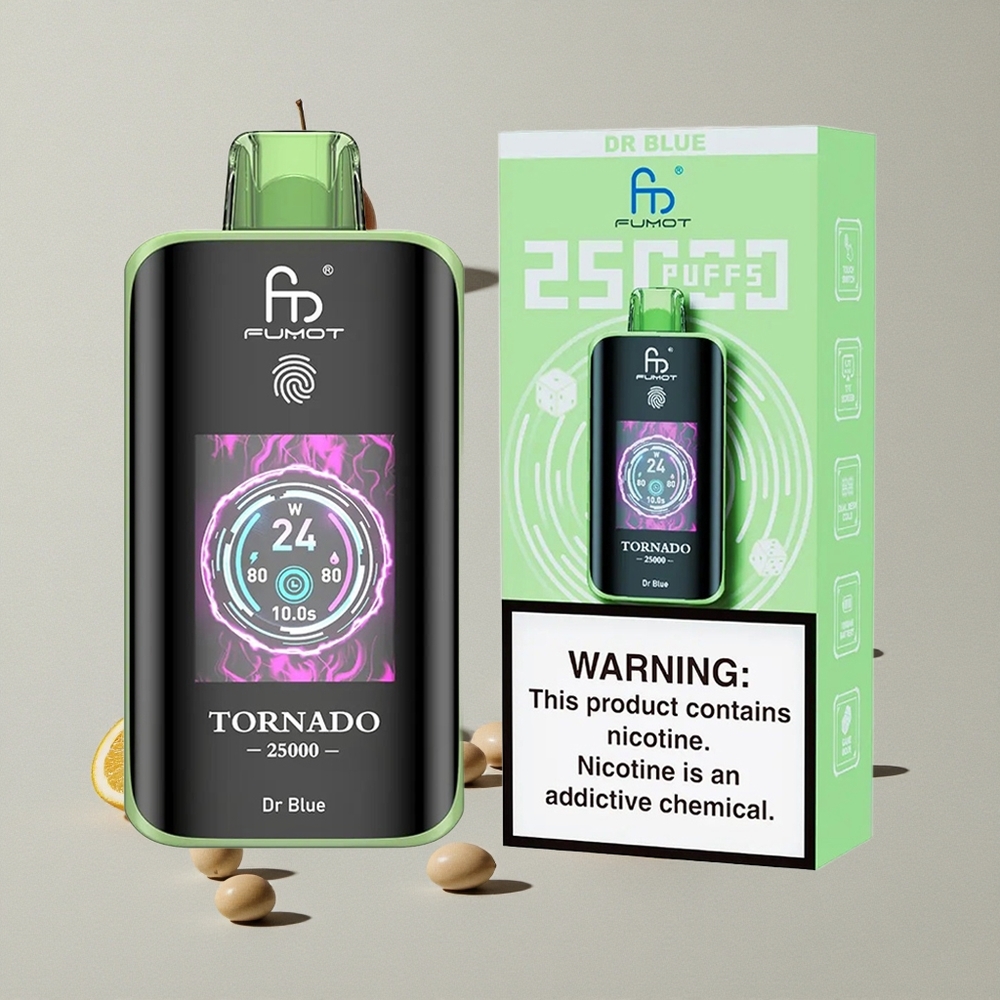 Fumot Tornado 25000 Puffs Dr Biru vape wholesale Indonesia Baterai 700mAh Isi Ulang 20ml E-liquid