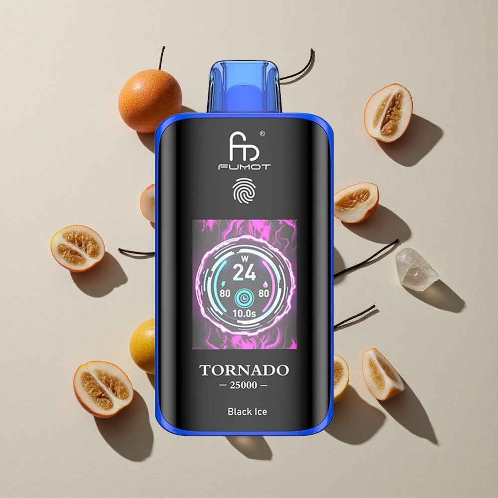 Fumot Tornado 25000 Puffs Es Hitam vape wholesale Indonesia Baterai 700mAh Isi Ulang 20ml E-liquid
