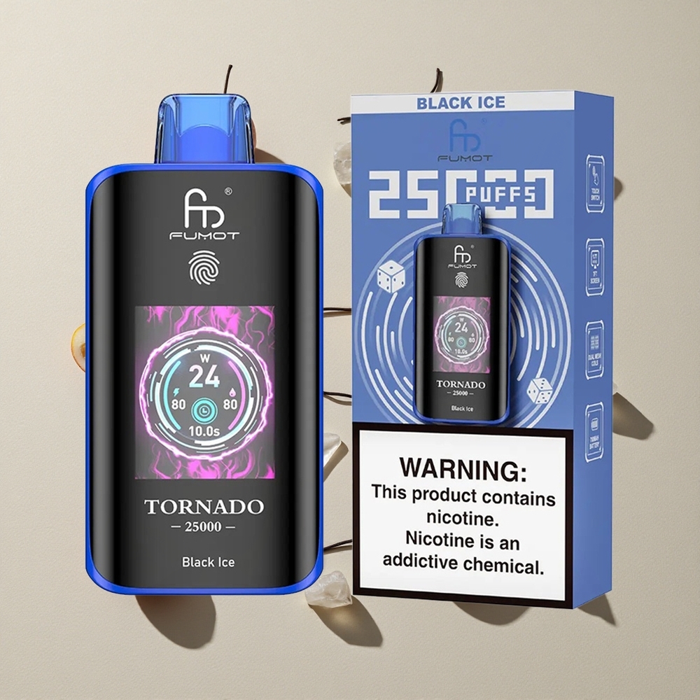 Fumot Tornado 25000 Puffs Es Hitam vape wholesale Indonesia Baterai 700mAh Isi Ulang 20ml E-liquid