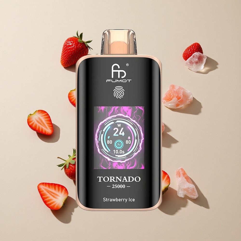 Fumot Tornado 25000 Puffs Es Stroberi vape wholesale Indonesia 700mAh Baterai Isi Ulang 20ml E-liquid