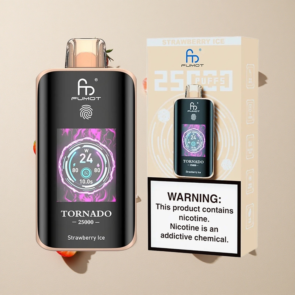 Fumot Tornado 25000 Puffs Es Stroberi vape wholesale Indonesia 700mAh Baterai Isi Ulang 20ml E-liquid