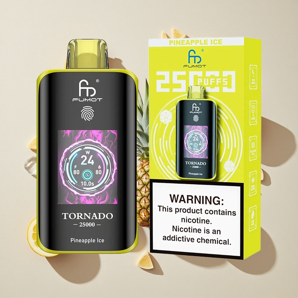 Fumot Tornado 25000 Puffs Nanas Es vape wholesale Indonesia Baterai 700mAh Isi Ulang 20ml E-liquid