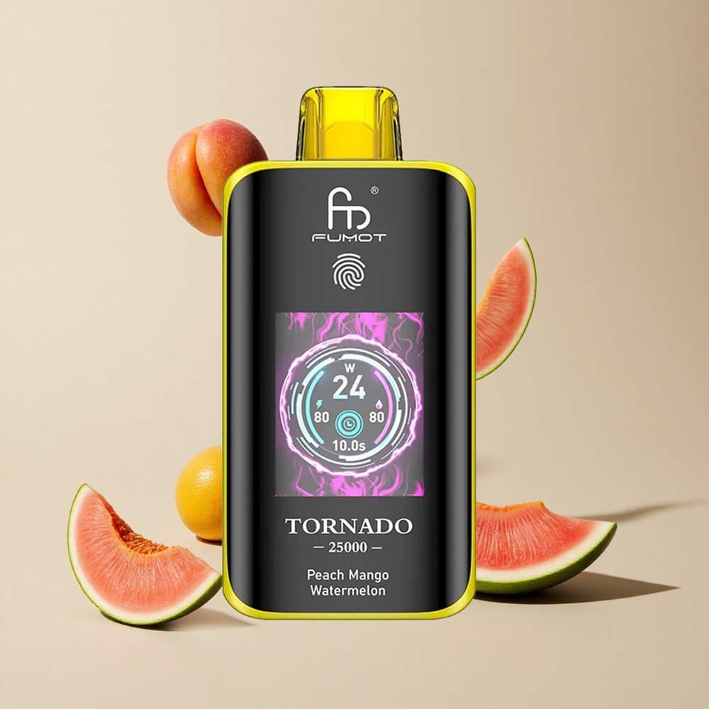 Fumot Tornado 25000 Puffs Persik Mangga Semangka vape wholesale Indonesia Baterai 700mAh Isi Ulang
