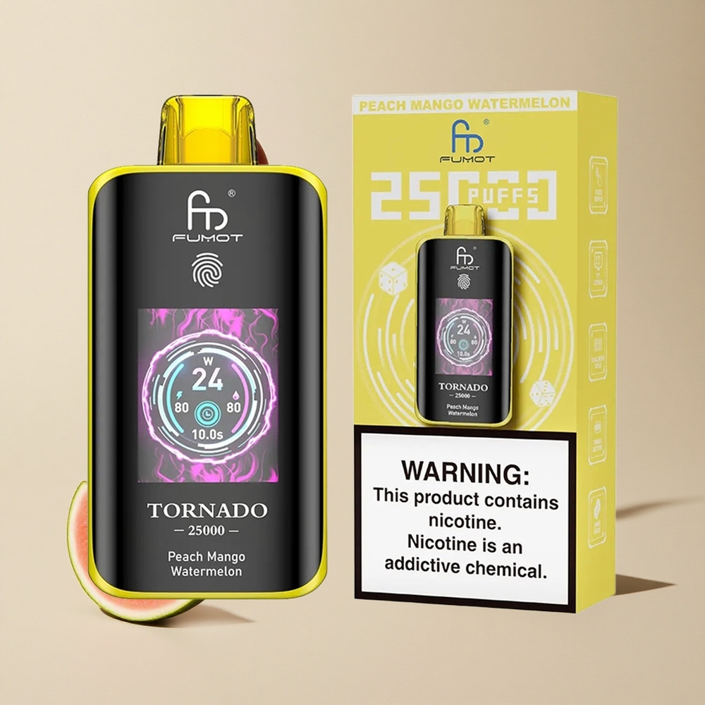 Fumot Tornado 25000 Puffs Persik Mangga Semangka vape wholesale Indonesia Baterai 700mAh Isi Ulang