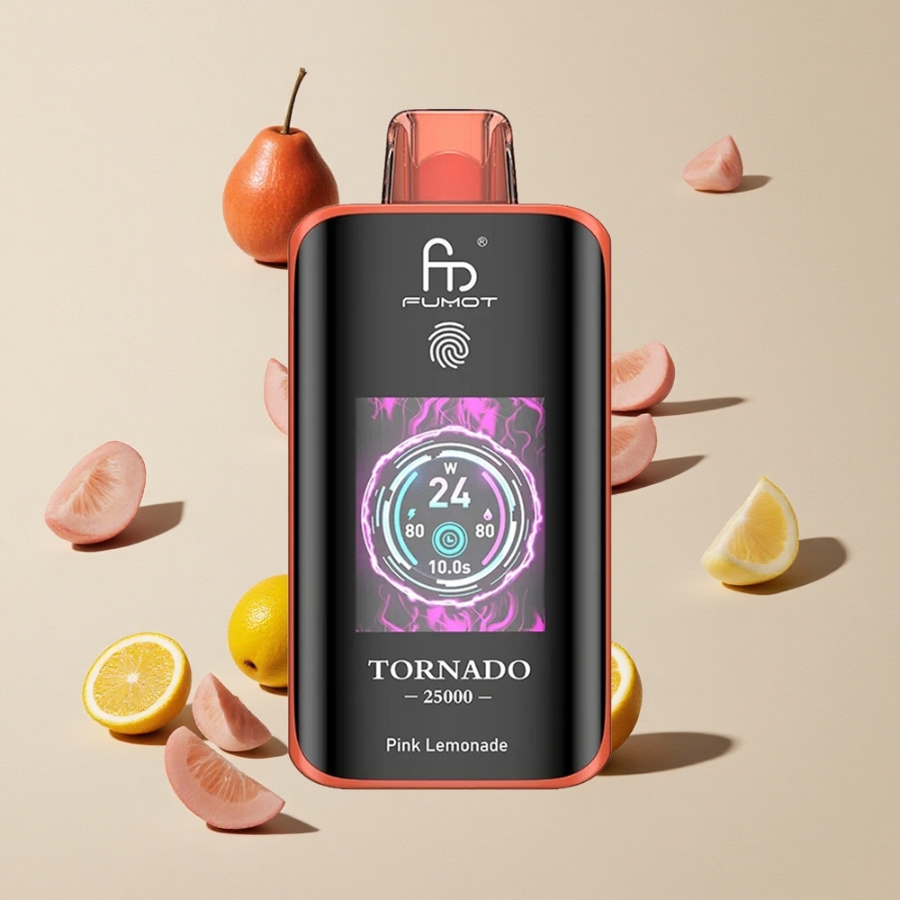 Fumot Tornado 25000 Puffs Pink Lemonade vape wholesale Indonesia Baterai 700mAh Isi Ulang 20ml E-liquid