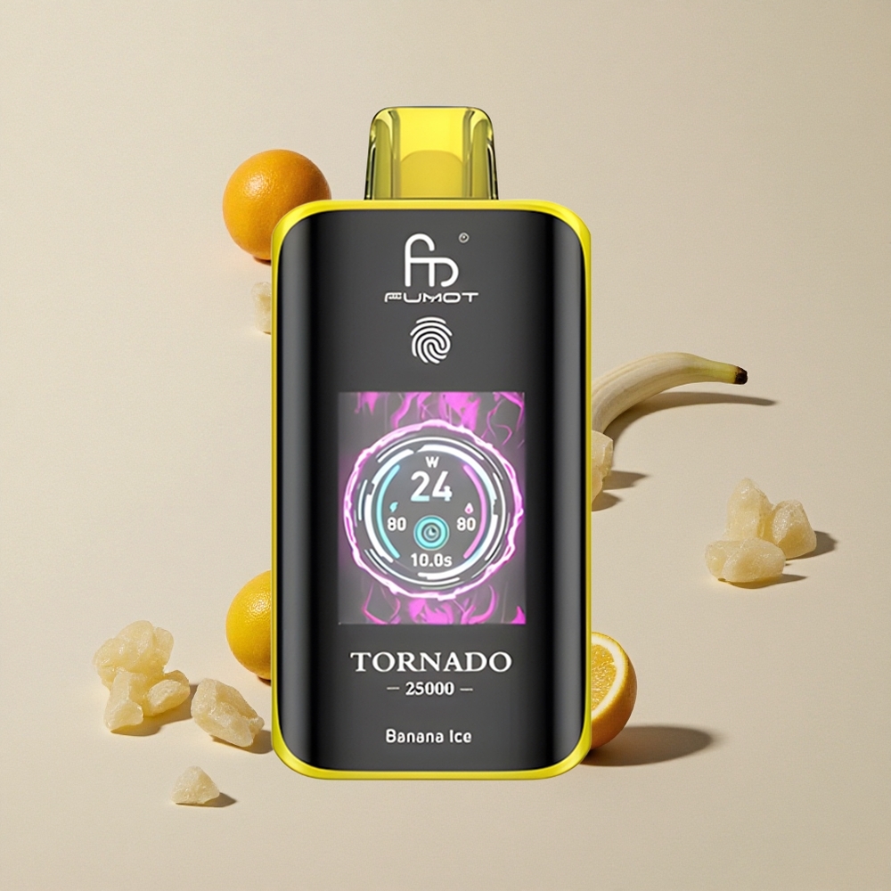Fumot Tornado 25000 Puffs Pisang Es vape wholesale Indonesia Layar HD 700mAh Baterai Isi Ulang