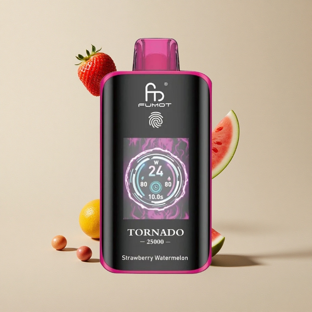 Fumot Tornado 25000 Puffs Stroberi Semangka vape wholesale Indonesia Baterai 700mAh Isi Ulang 20ml E-liquid