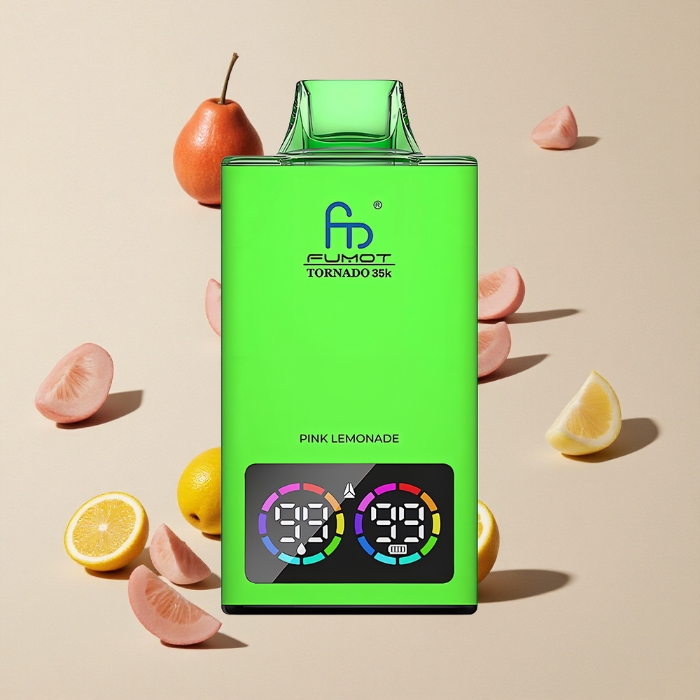 Fumot Tornado 35000 Lemonade Merah Muda vape wholesale Indonesia Dual Mesh Coil USB-C