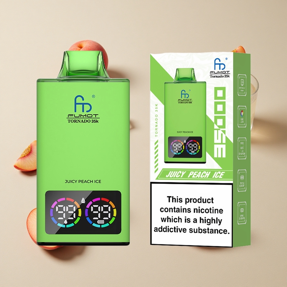 Fumot Tornado 35000 Puffs Juicy Peach Ice vape wholesale Indonesia 15ml E-juice 700 MAH Battery